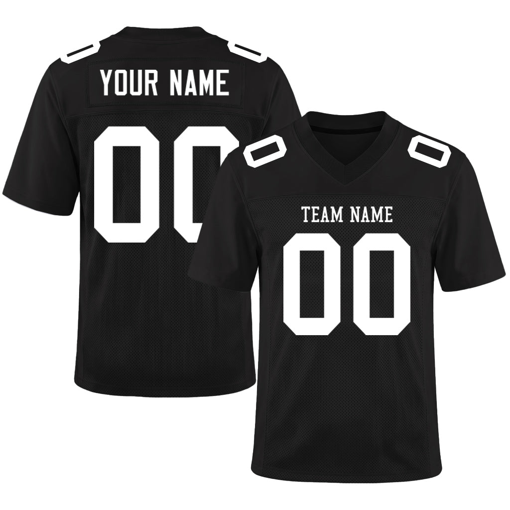 Custom Black White Mesh Football Jersey
