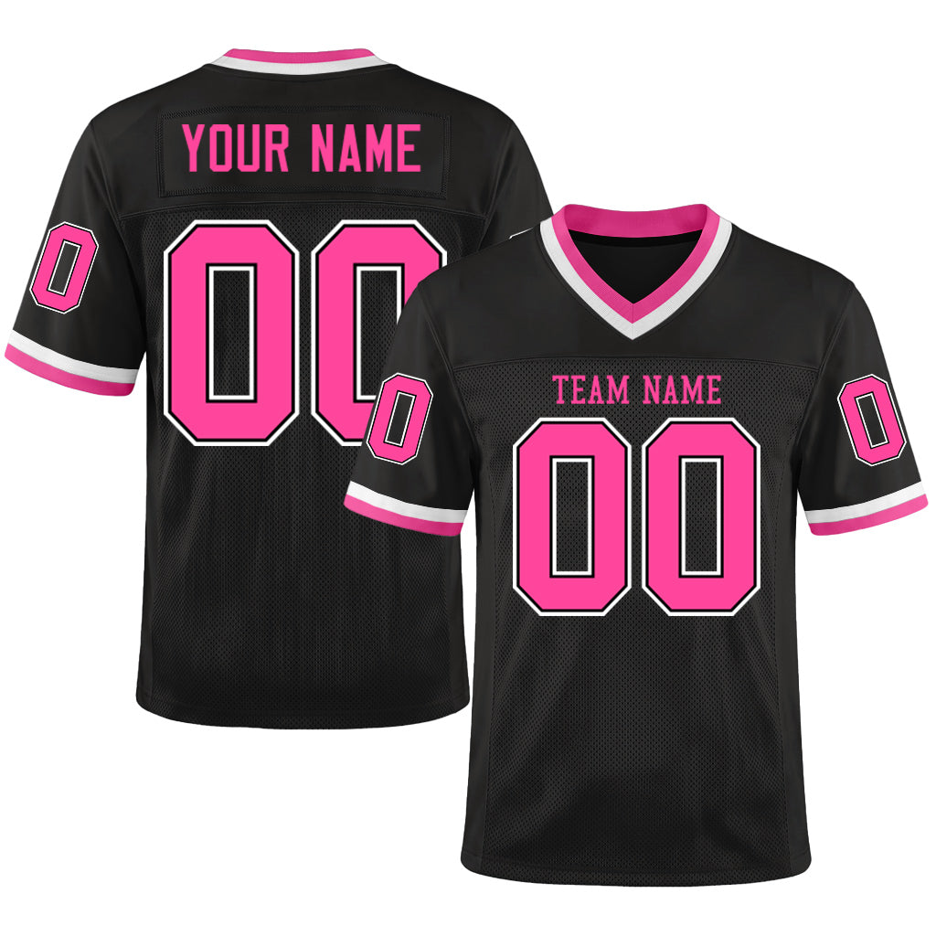 Custom Black White-Gray Mesh Throwback Mesh Football Jersey