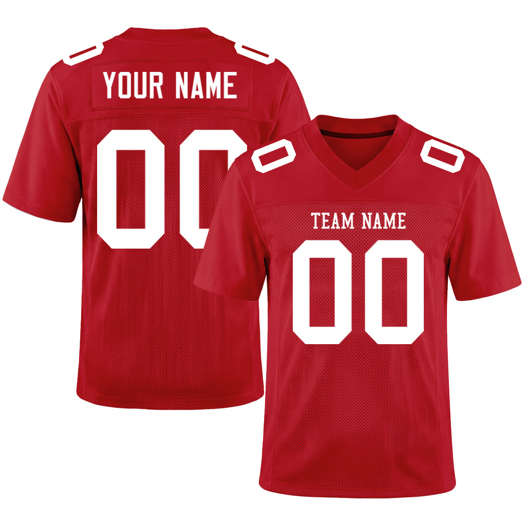 Custom Red White Mesh Football Jersey