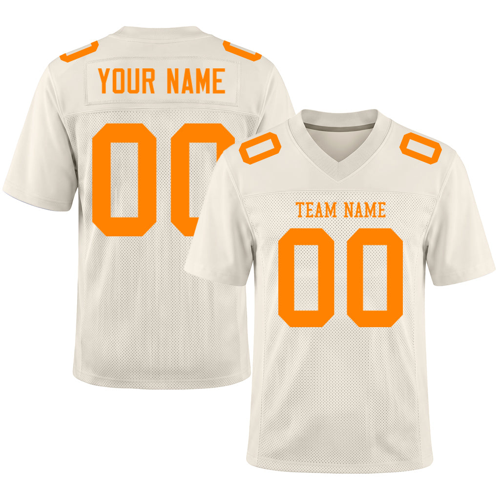 Custom Cream Bay Orange Mesh Football Jersey
