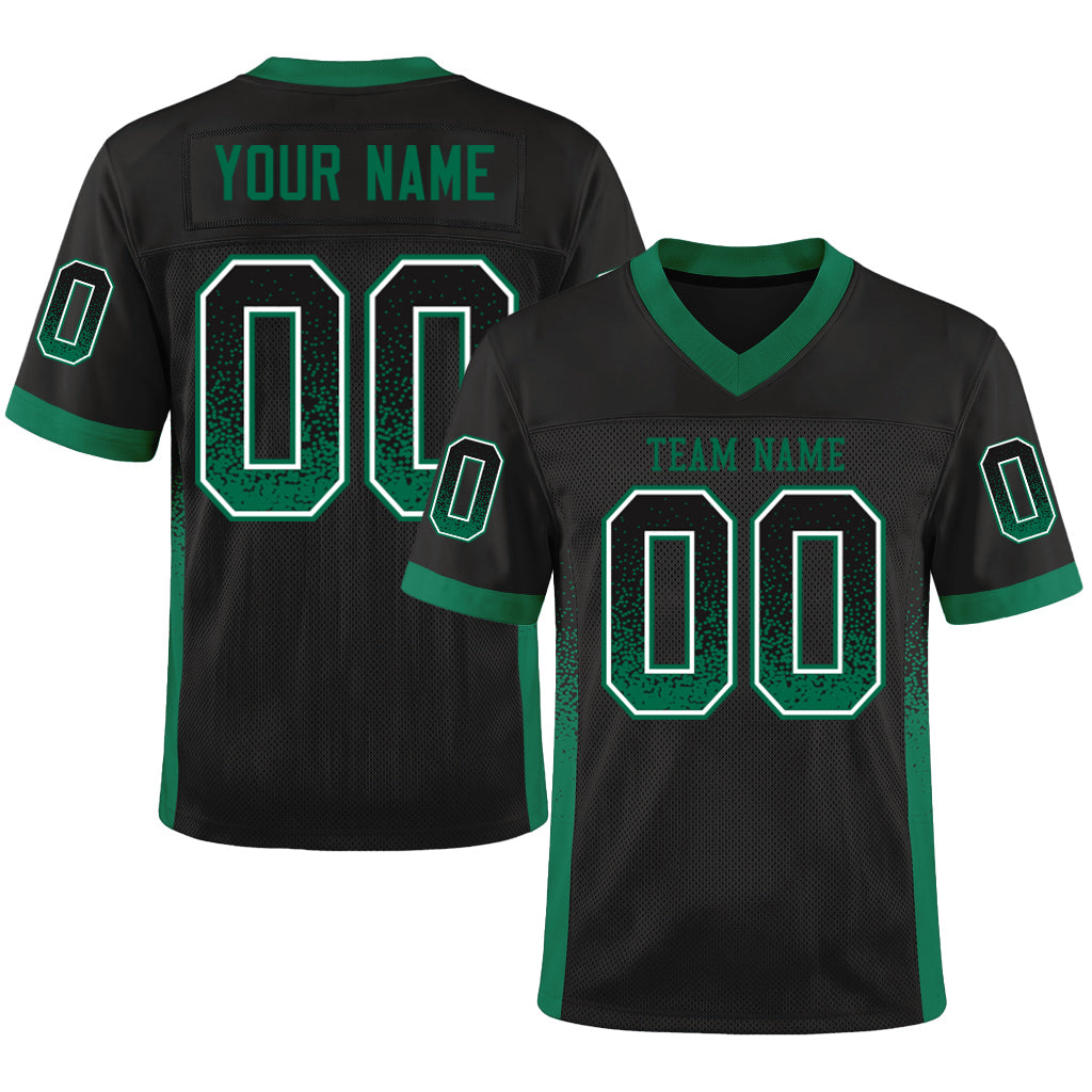 Custom Black Kelly Green-White Mesh Drift Fashion Mesh Football Jersey