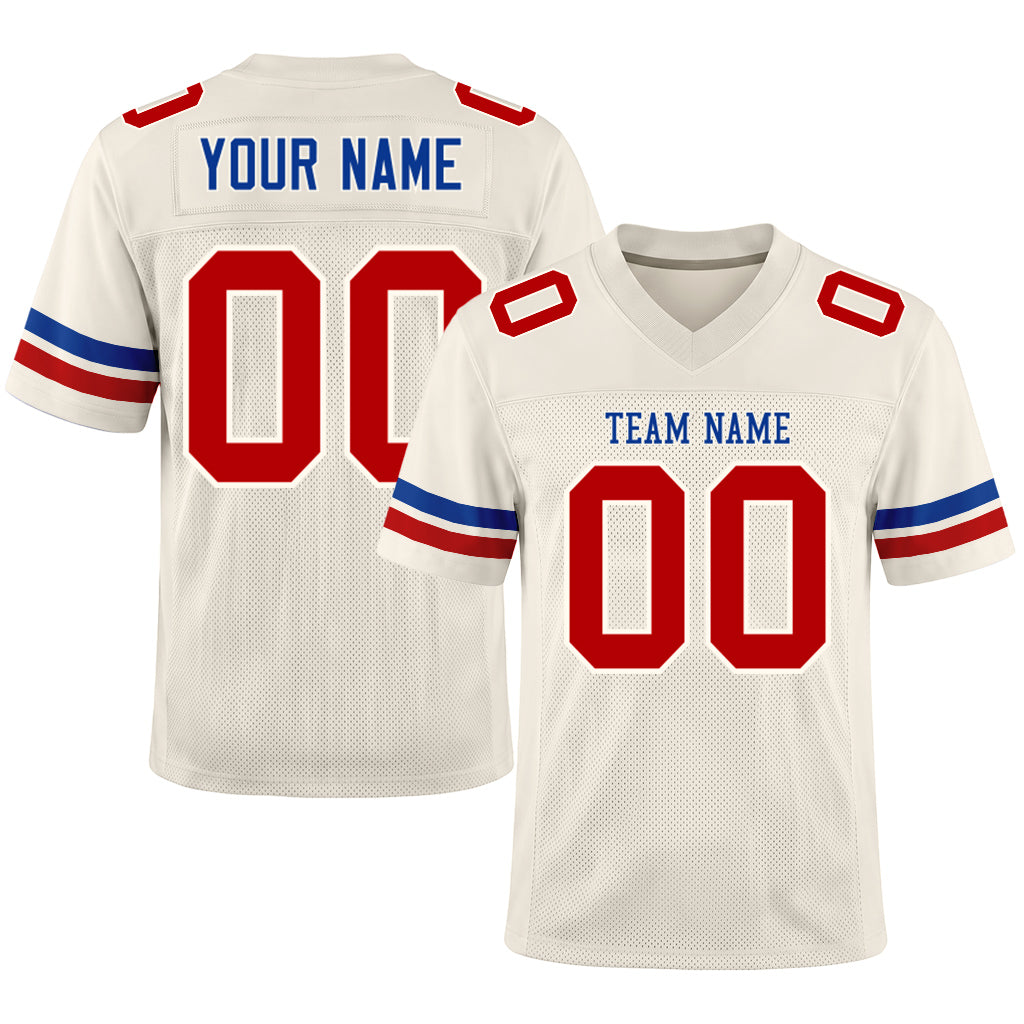 Custom Cream Red-Royal Football Jersey