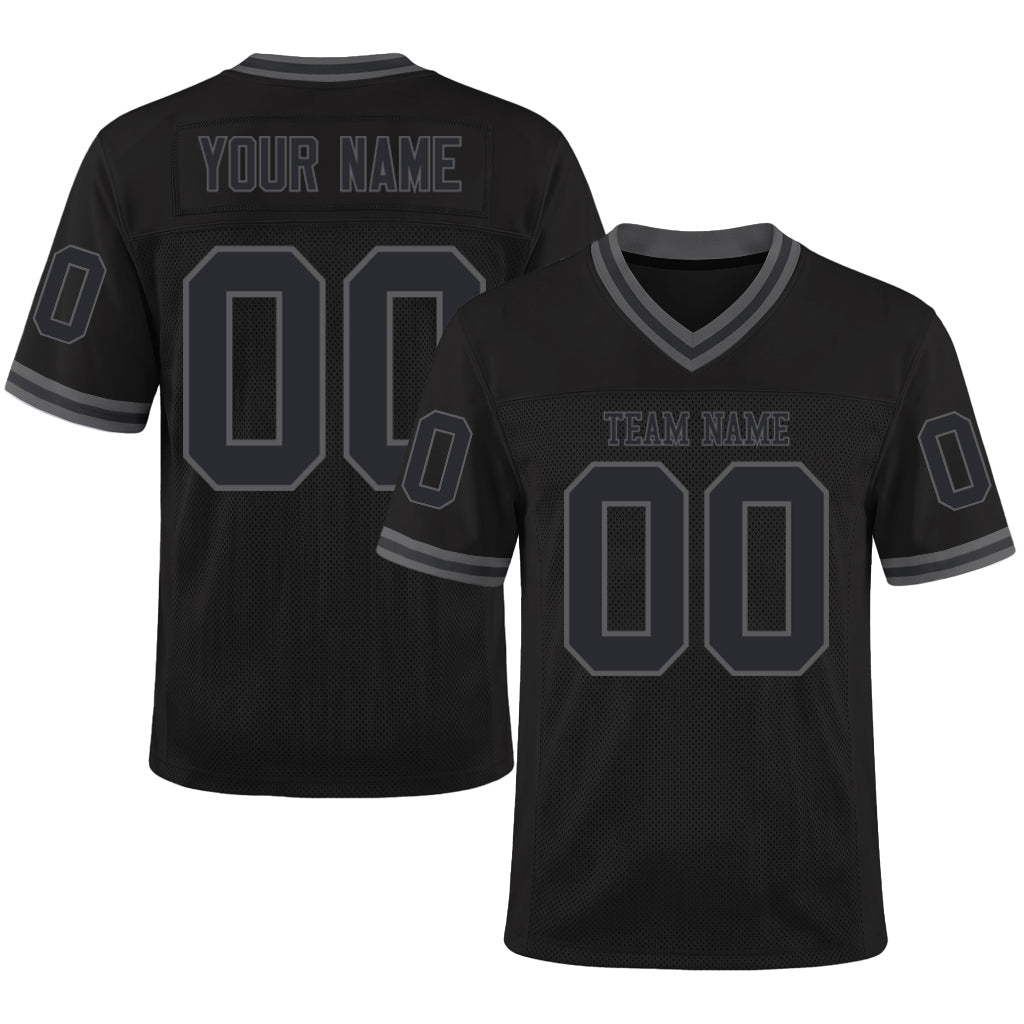 Black Steel Gray Mesh Throwback Custom Football Jerseys For Men & Women