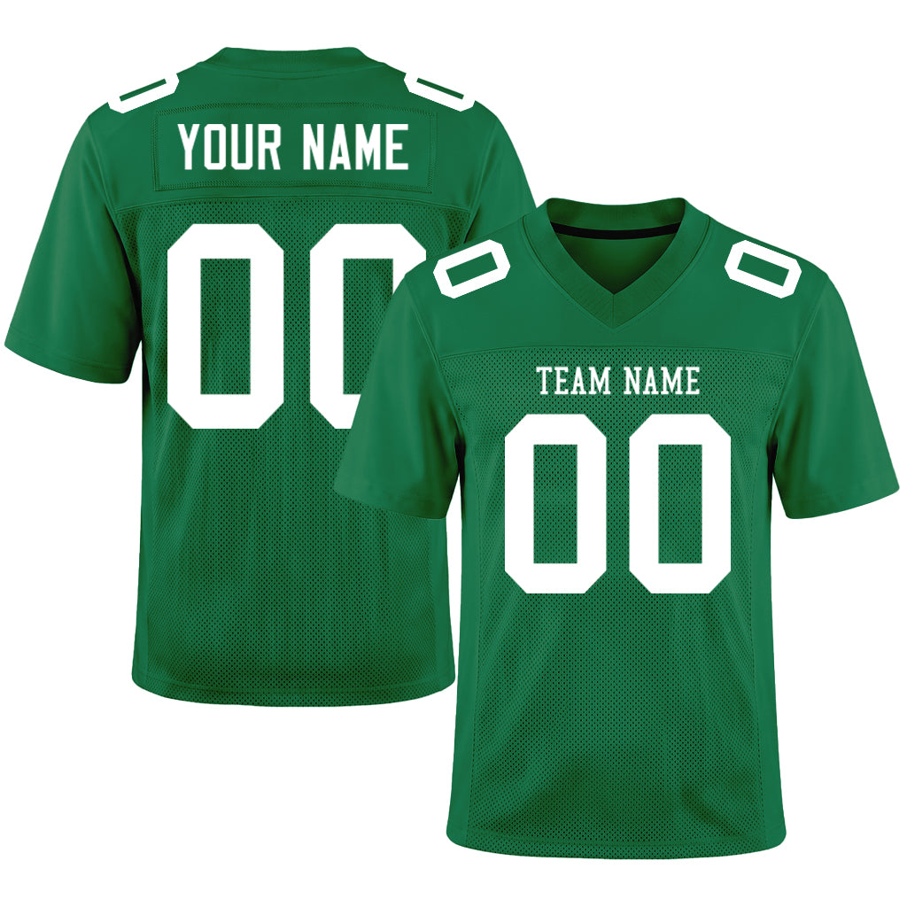 Custom Kelly Green White Mesh Football Jersey