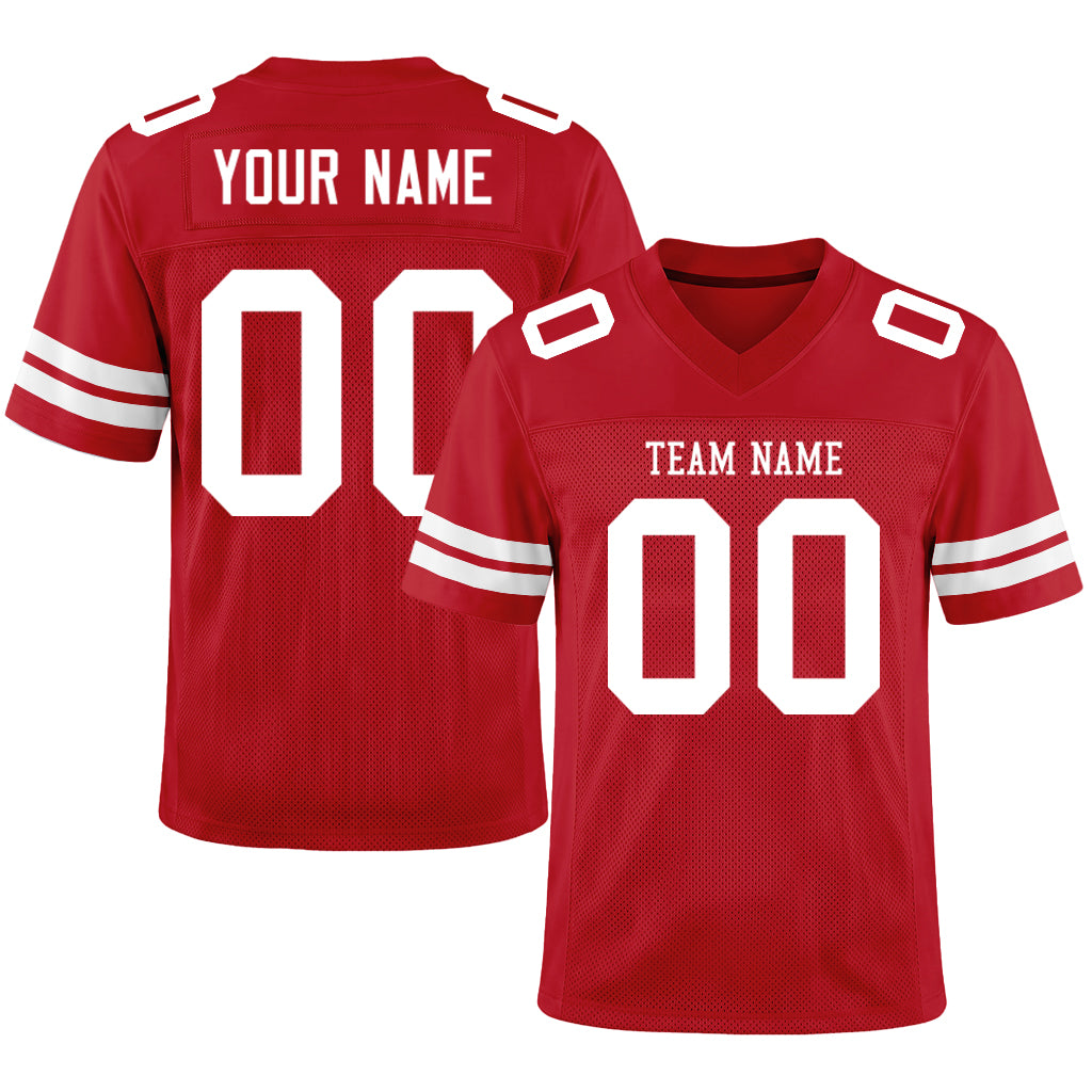 Custom Red White Mesh Football Jersey