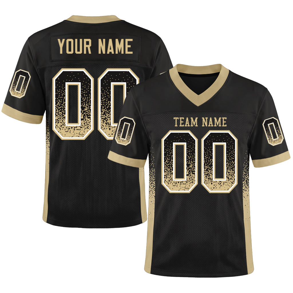 Custom Black Vegas Gold-White Drift Fashion Custom Name Mesh Football Jersey