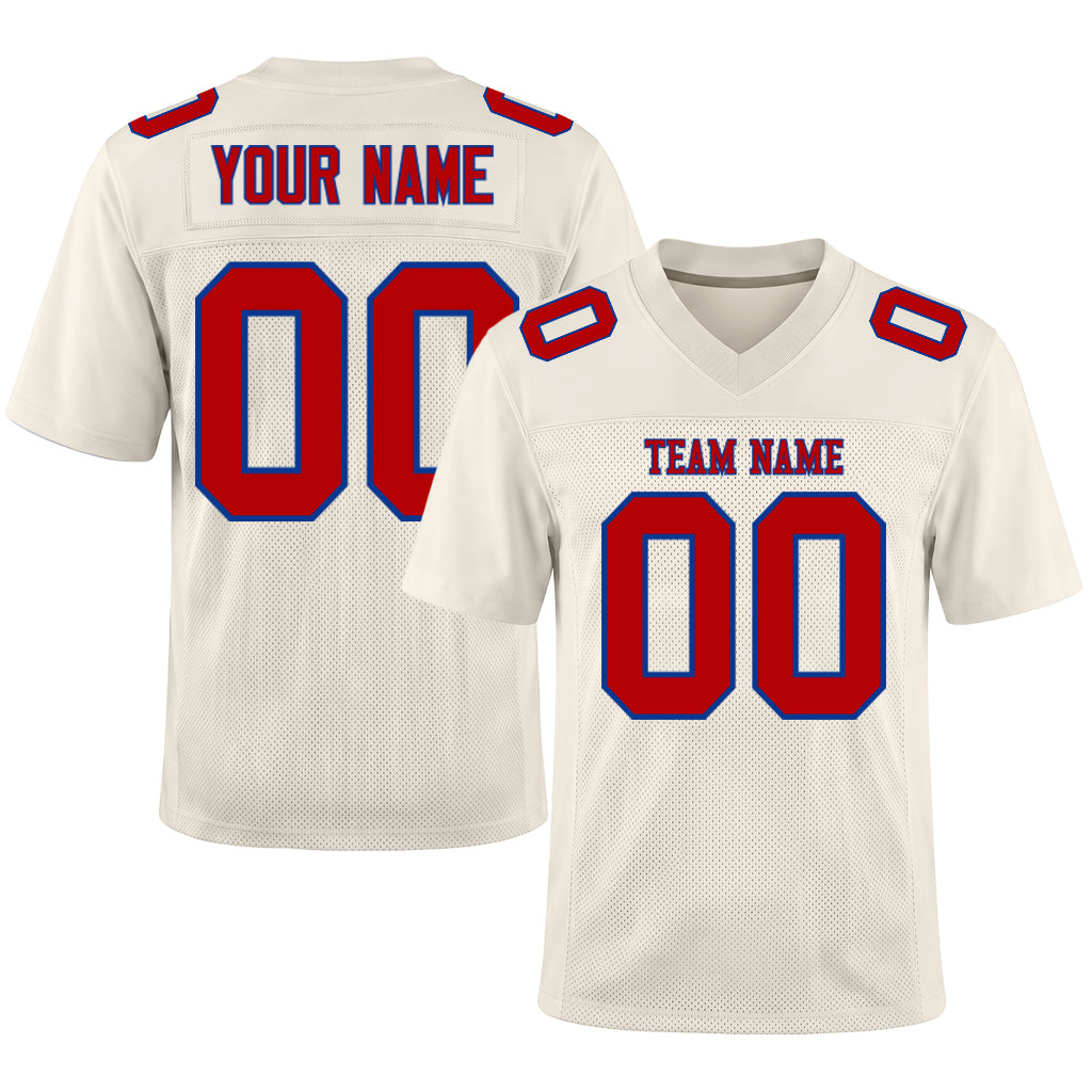 Custom Cream Red-Royal Football Jersey