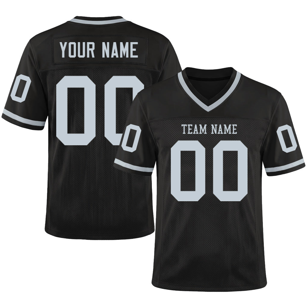 Custom Black Silver-Gray Mesh Throwback Mesh Football Jersey