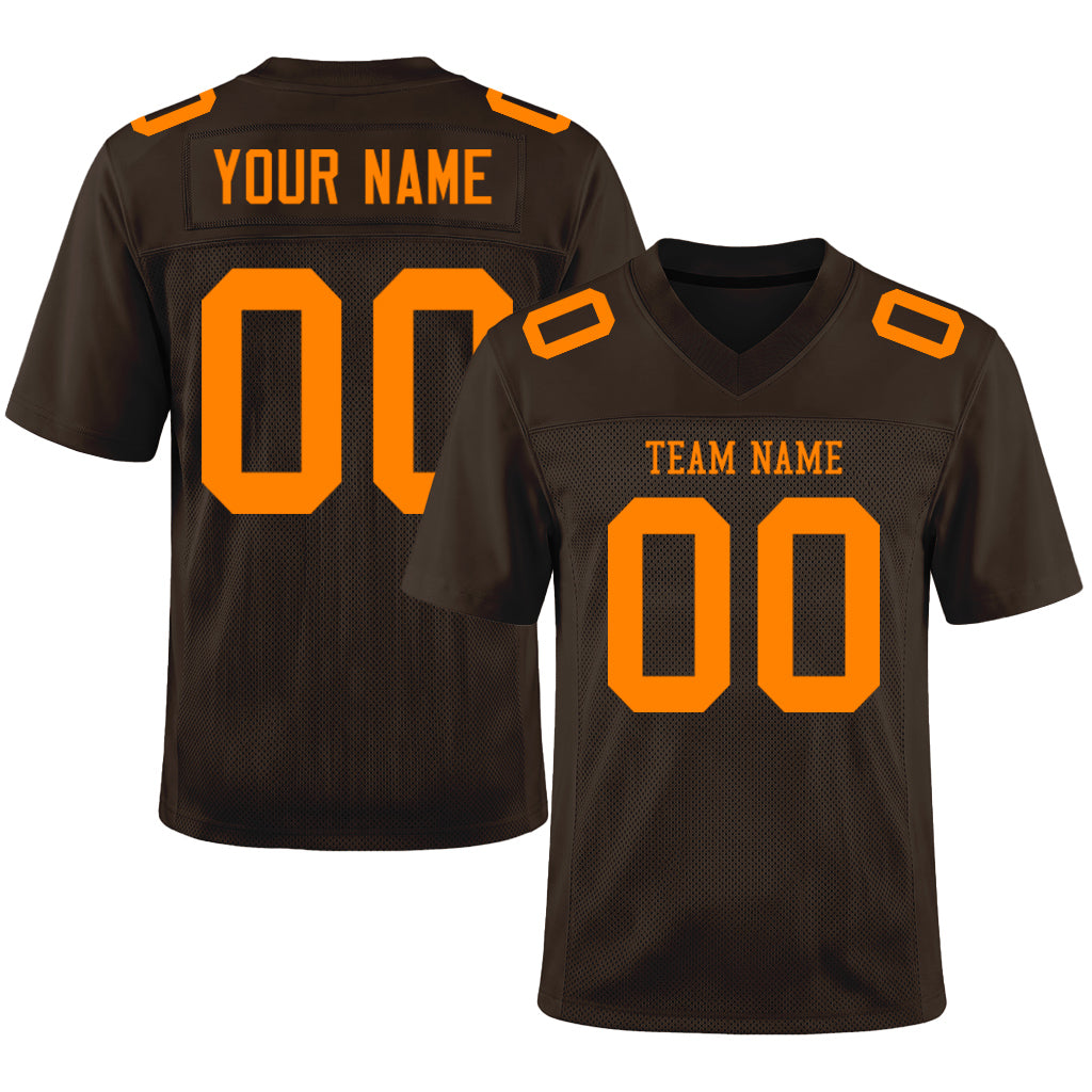 Custom Brown Bay Orange Mesh Football Jersey