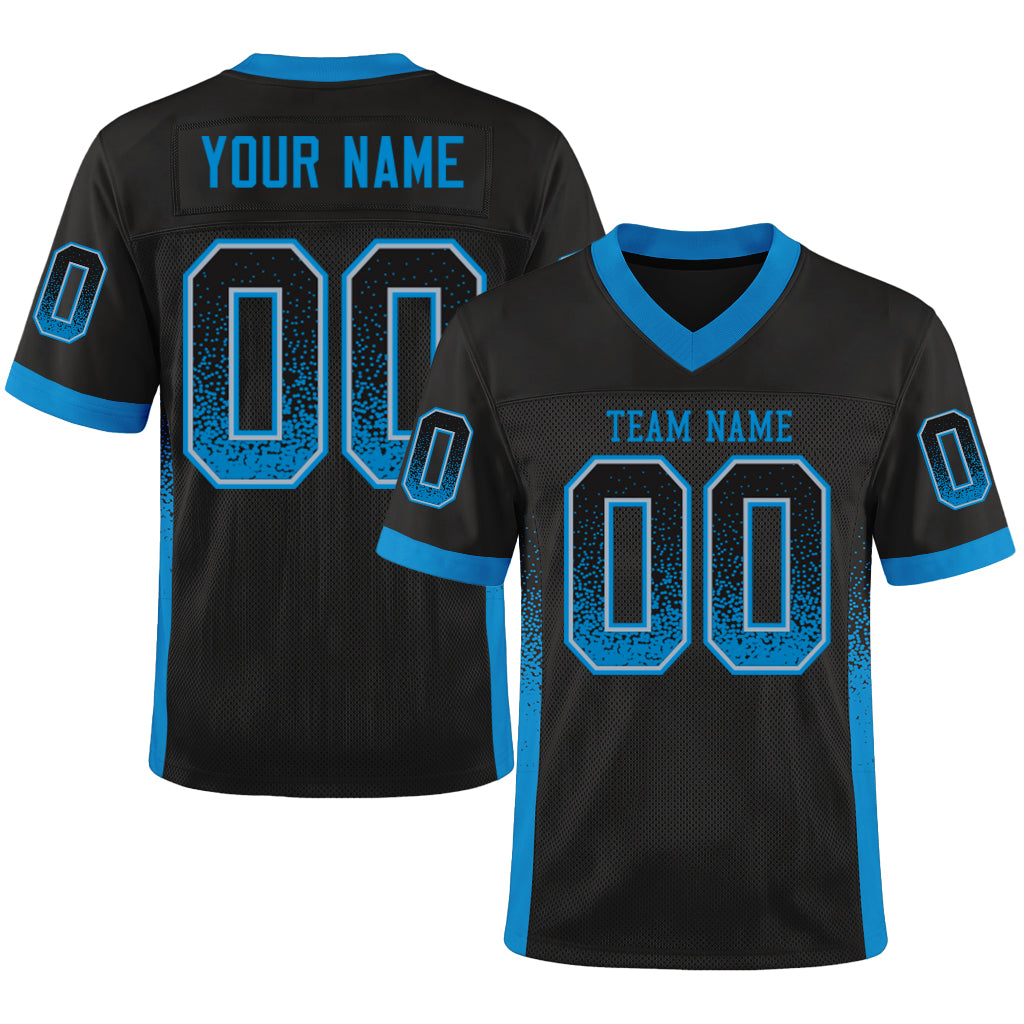 Custom Black Panther Blue-Gray Mesh Drift Fashion Mesh Football Jersey