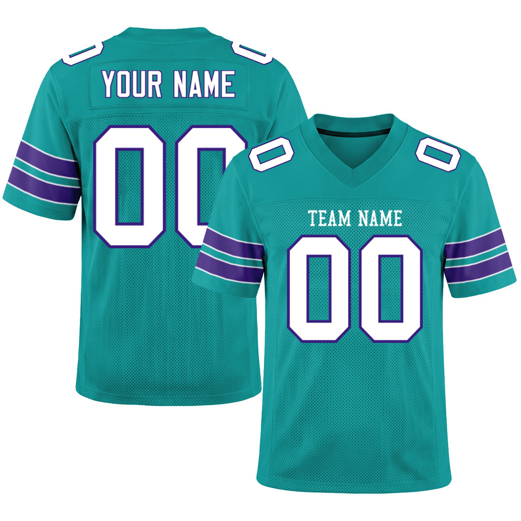 Custom Aqua White-Purple Football Jersey