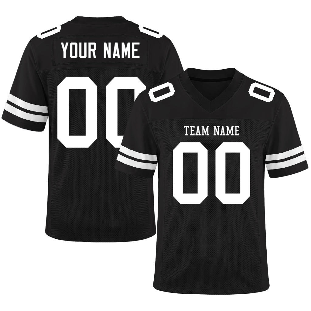 Custom Black White Mesh Football Jersey