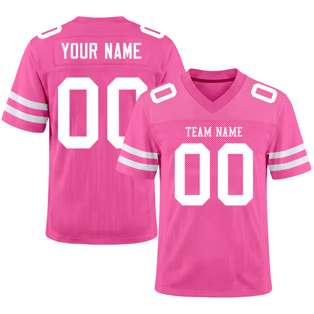 Custom Pink White Mesh Football Jersey