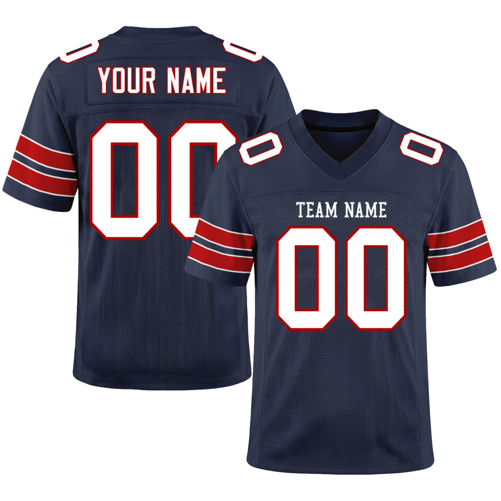 Navy White-Red Custom Football Jerseys For Men & Women