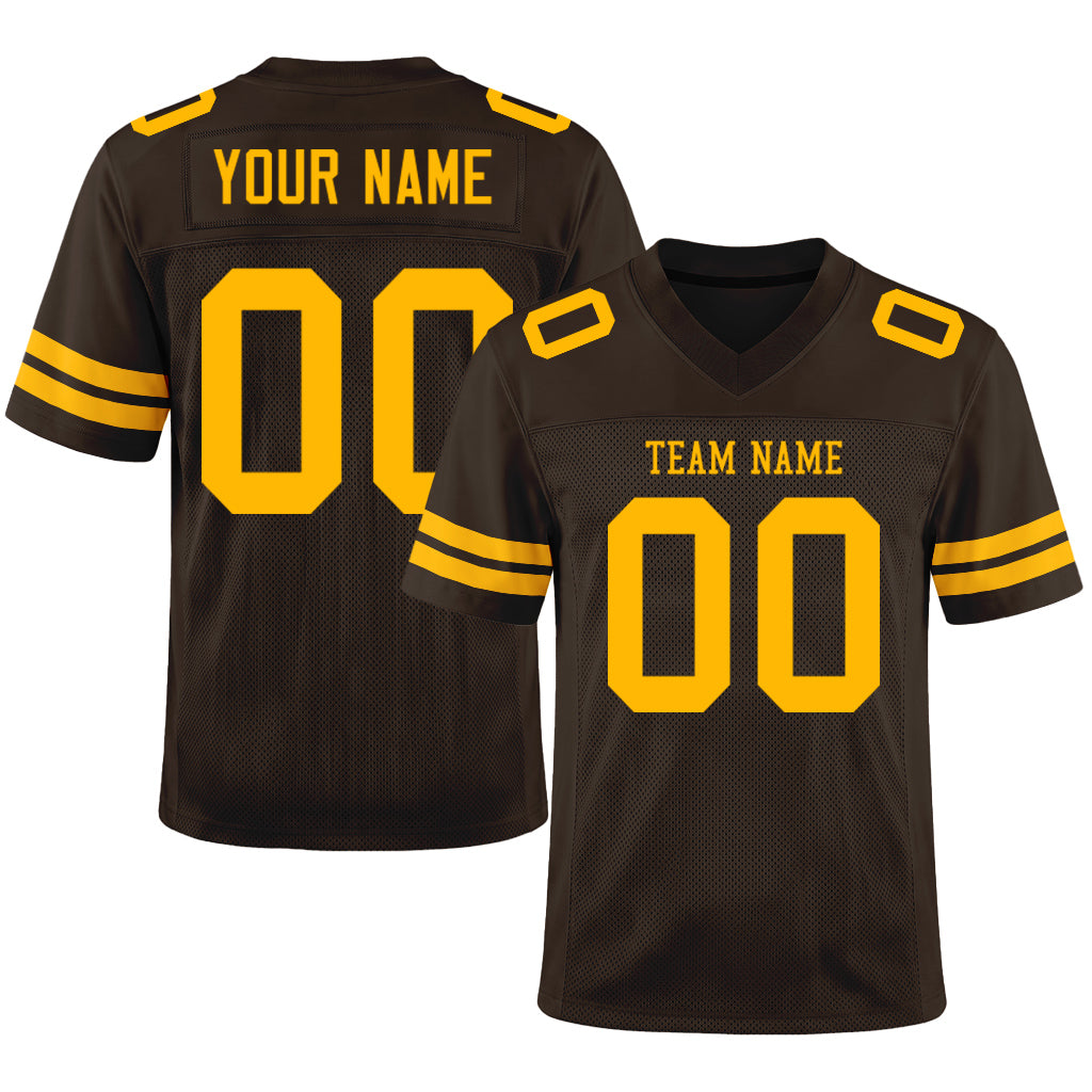 Custom Brown Gold Mesh Football Jersey