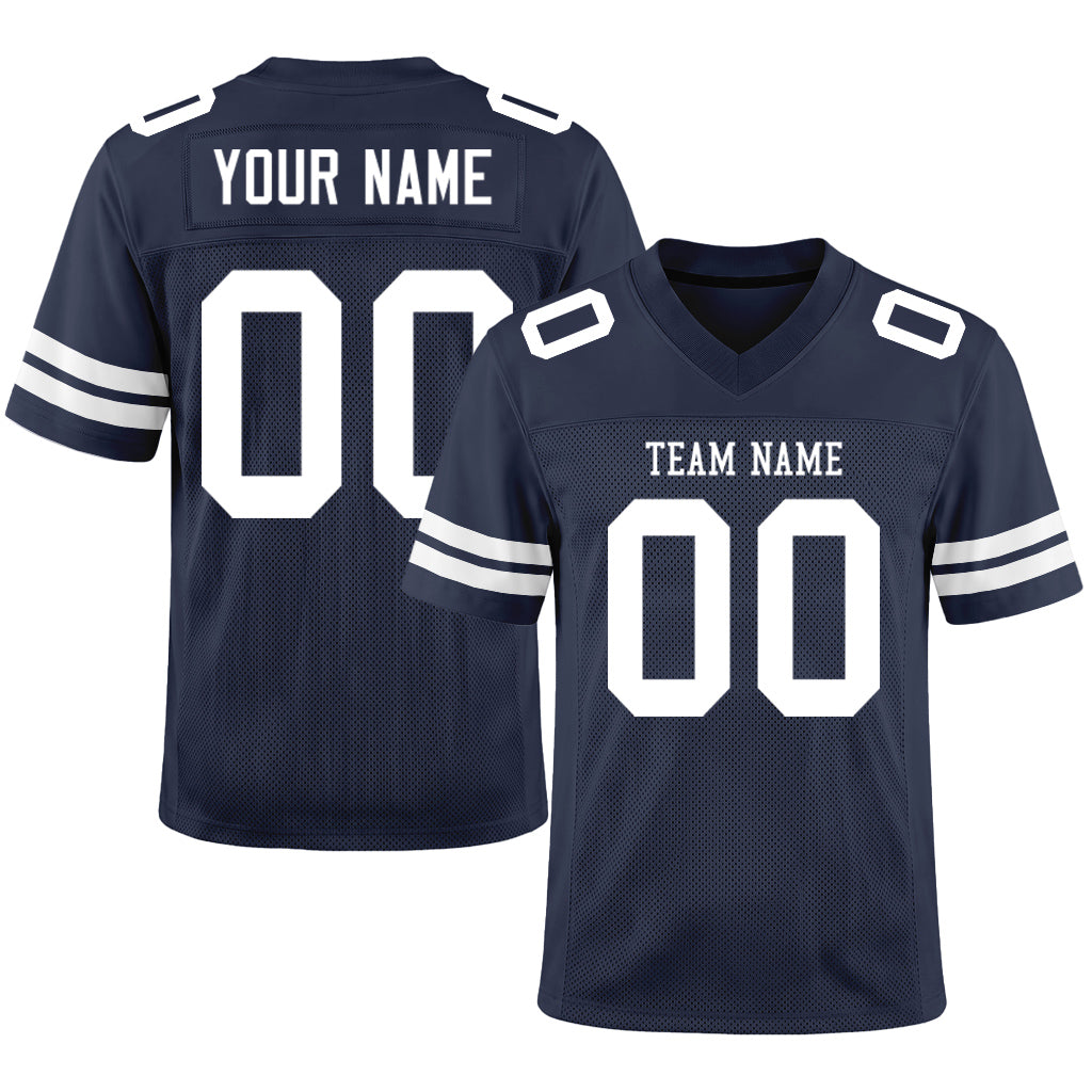 Custom Navy White Custom Name Football Jerseys For Men & Women