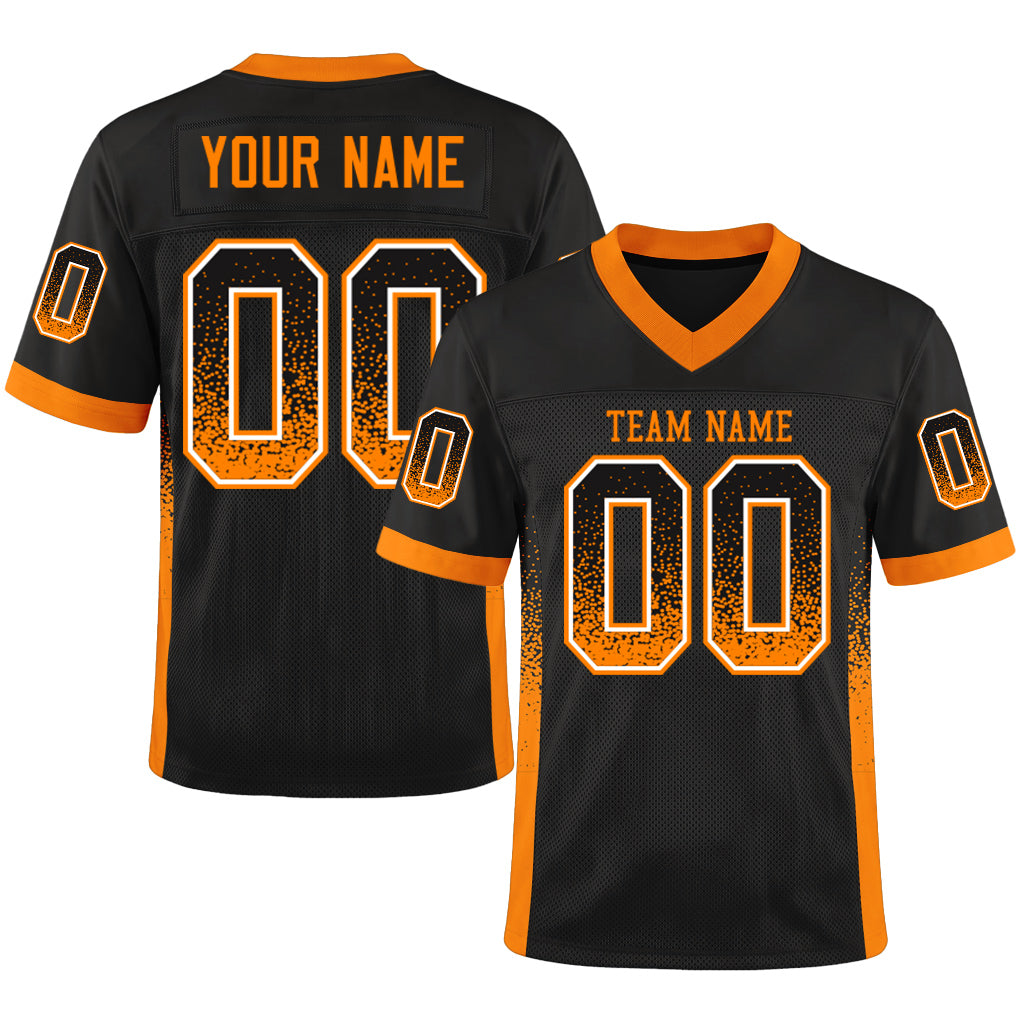 Custom Black Bay Orange-White Mesh Drift Fashion Mesh Football Jersey