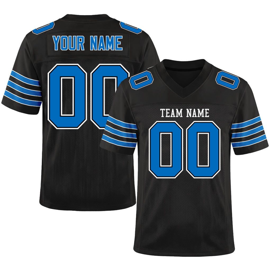 Custom Black Panther Blue-White Custom Name Mesh Football Jersey