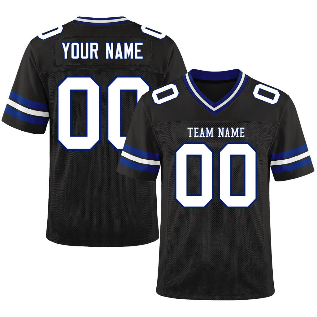 Custom Black White-Royal Mesh Football Jersey