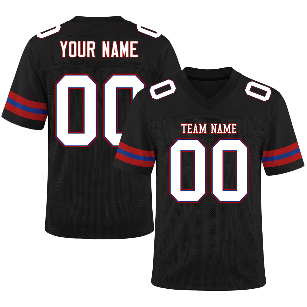 Custom Black White-Red Mesh Football Jersey