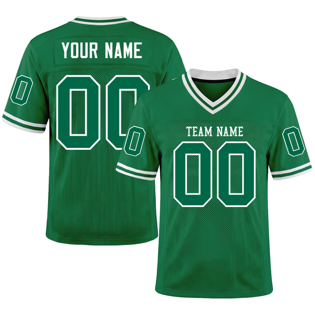 Custom Kelly Green White Mesh Football Jersey