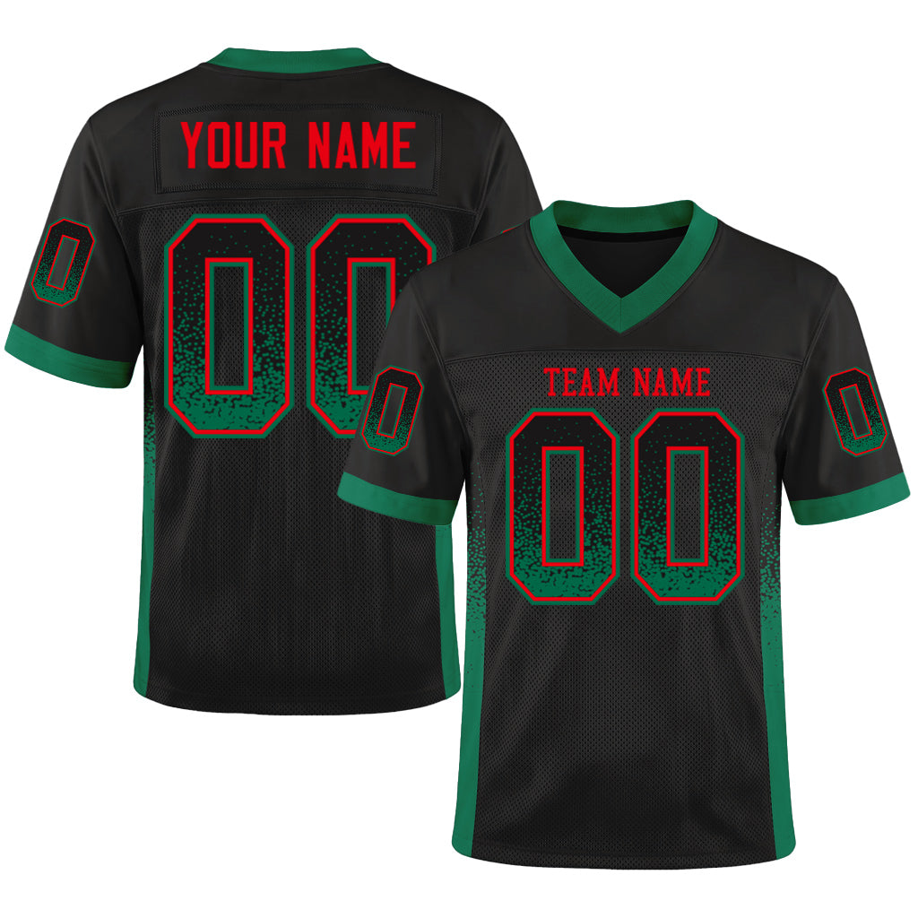 Custom Black Kelly Green-Red Mesh Drift Fashion Mesh Football Jersey