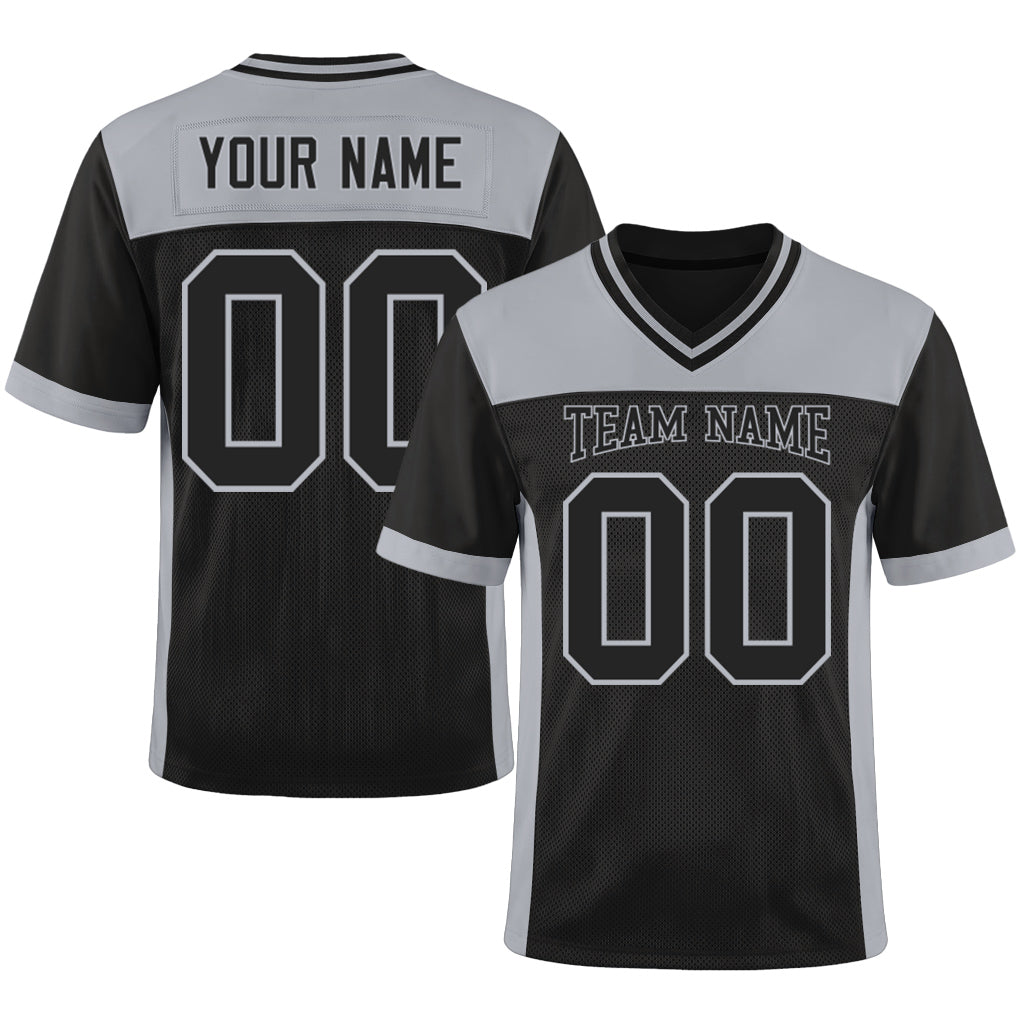 Custom Black Gray Mesh Football Jersey