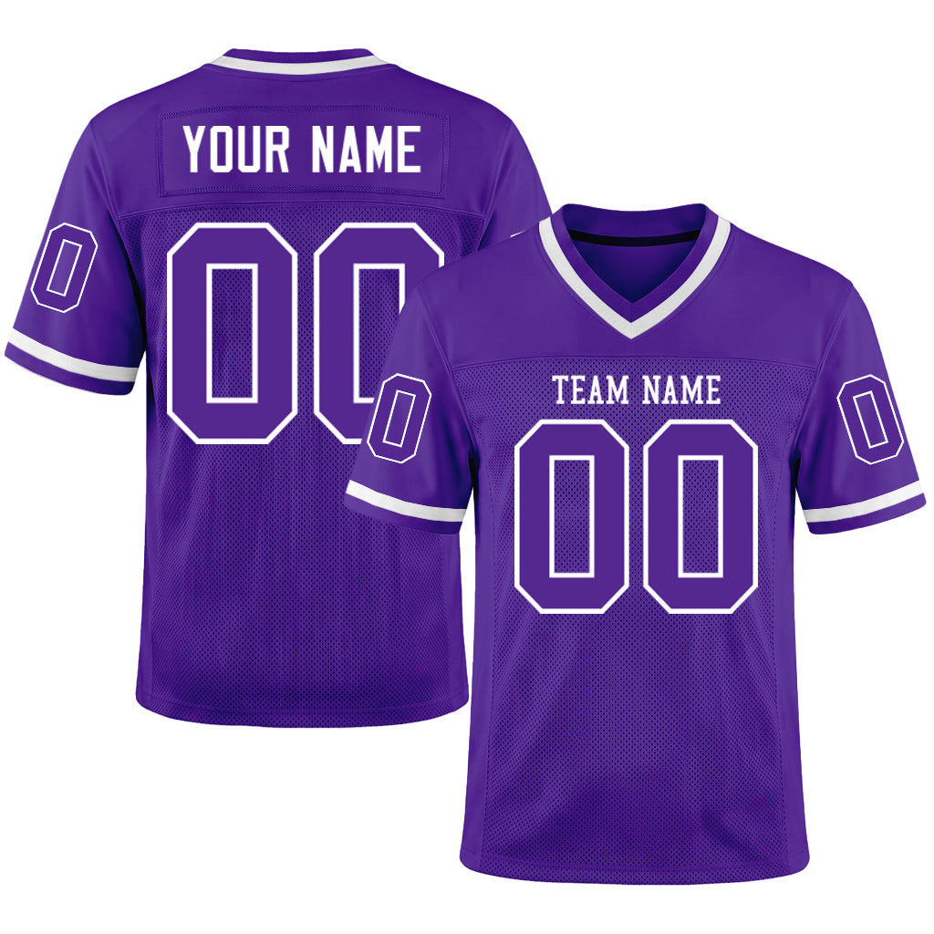 Custom Purple White Mesh Football Jersey