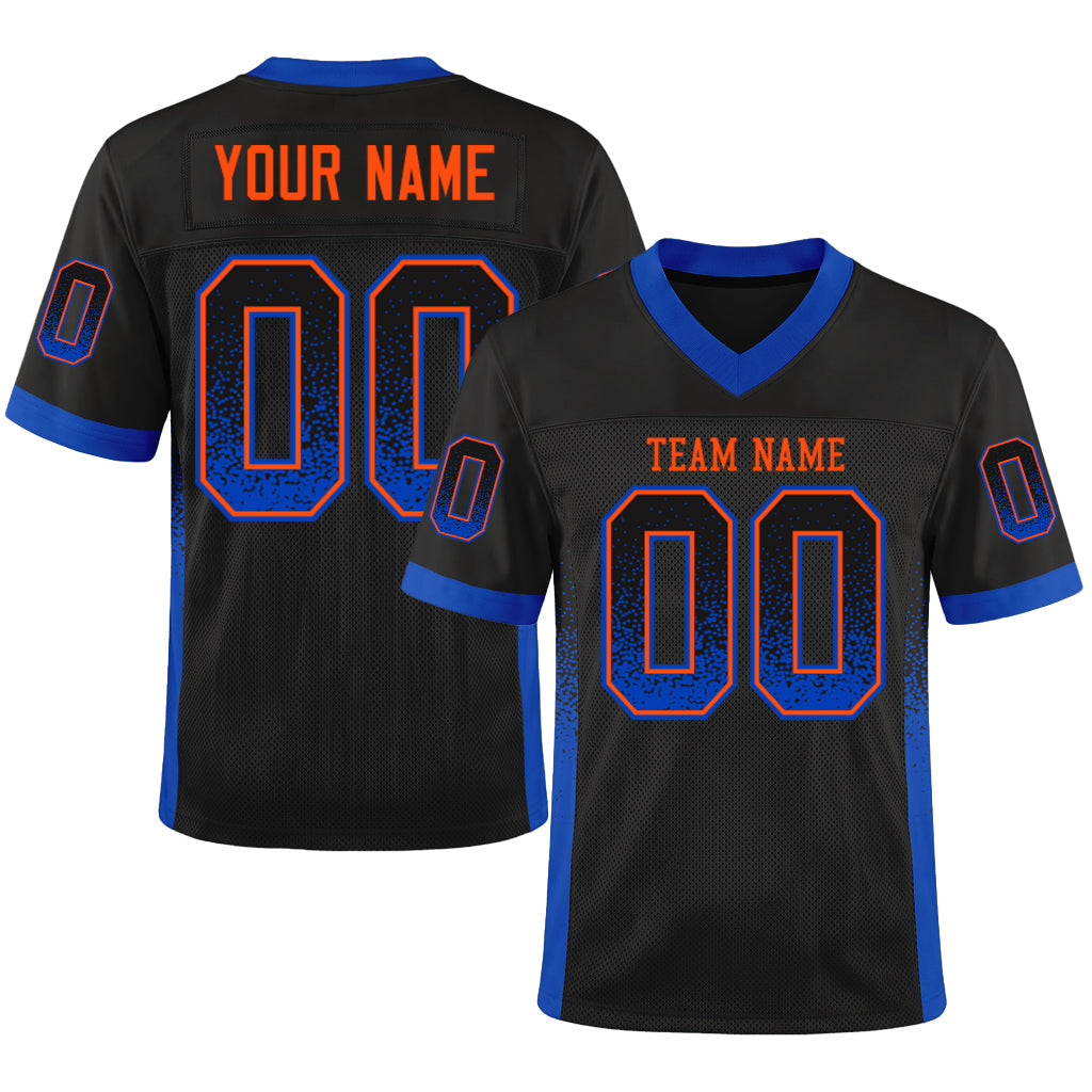 Custom Black Thunder Blue-Orange Mesh Drift Fashion Mesh Football Jersey