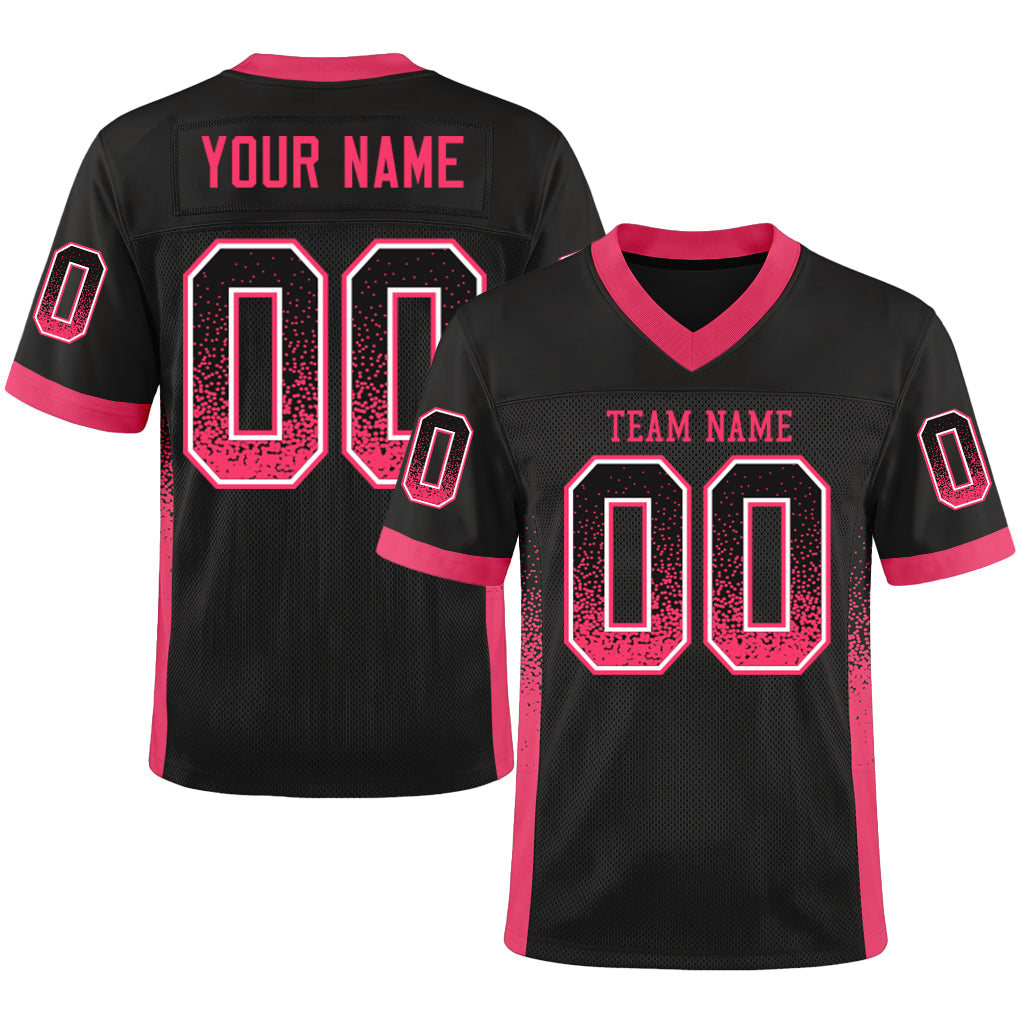 Custom Black Neon Pink-White Mesh Drift Fashion Mesh Football Jersey