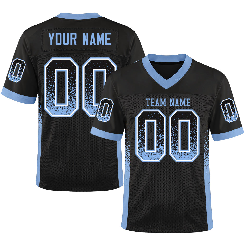 Custom Black Light Blue-White Mesh Drift Fashion Mesh Football Jersey