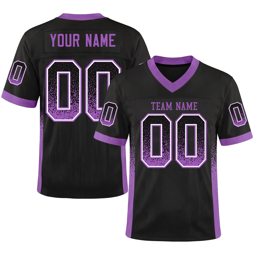 Custom Black Medium Purple-White Mesh Drift Fashion Mesh Football Jersey
