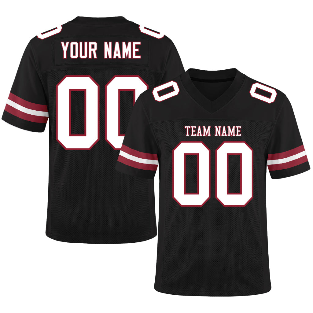 Custom Black White-Cardinal Mesh Football Jersey