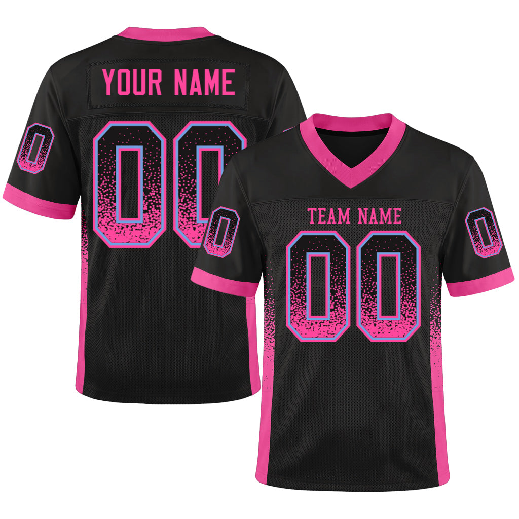 Custom Black Pink-Light Blue Mesh Drift Fashion Mesh Football Jersey