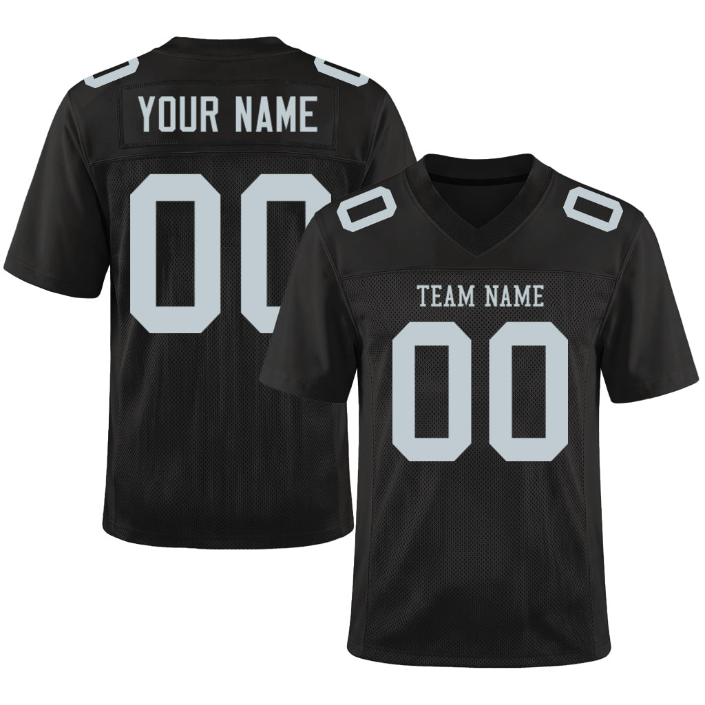 Custom Black Silver Mesh Football Jersey