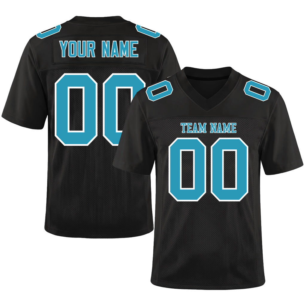 Custom Black Panther Blue-White Custom Name Mesh Football Jersey