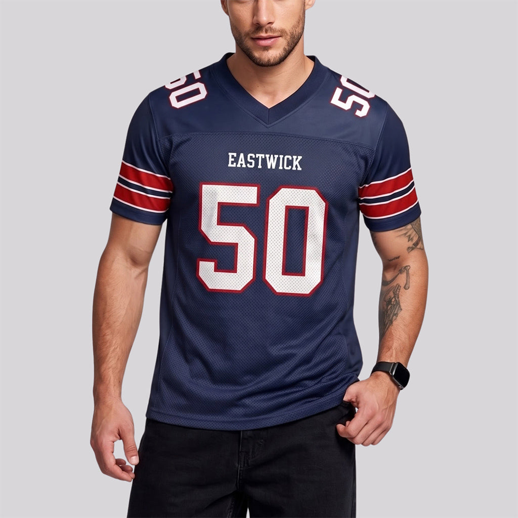Navy White-Red Custom Football Jerseys For Men & Women