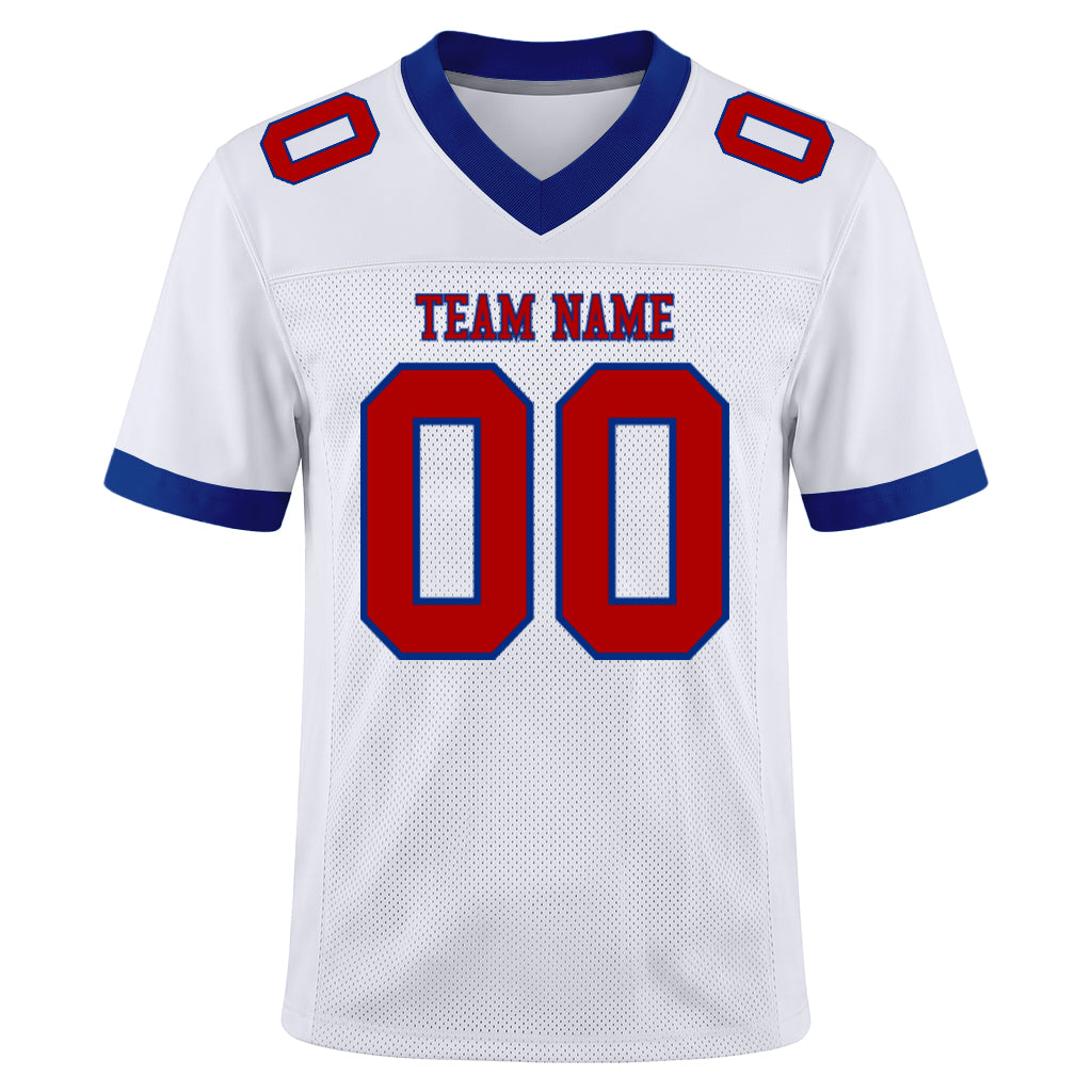 Custom White Red-Royal Mesh Football Jersey