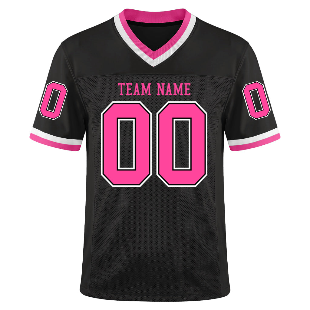 Custom Black White-Gray Mesh Throwback Mesh Football Jersey
