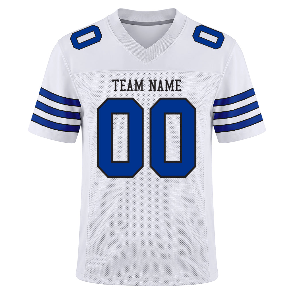 Custom White Royal-Black Mesh Football Jersey