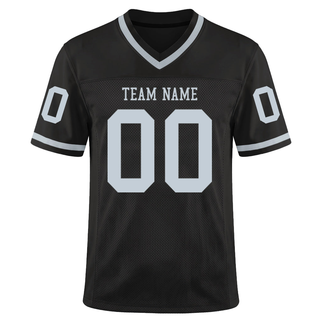 Custom Black Silver-Gray Mesh Throwback Mesh Football Jersey