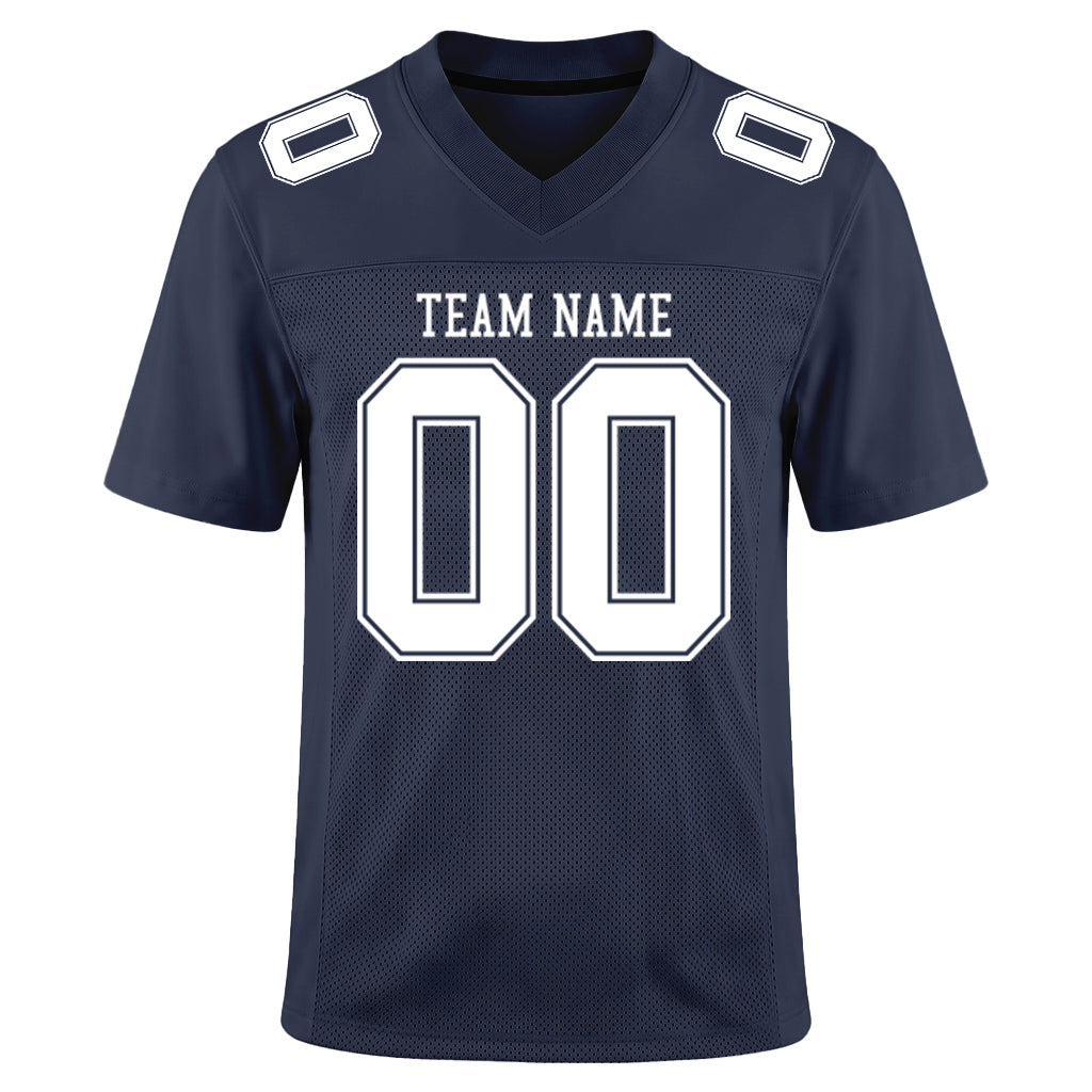 Custom Navy White Mesh Football Jersey