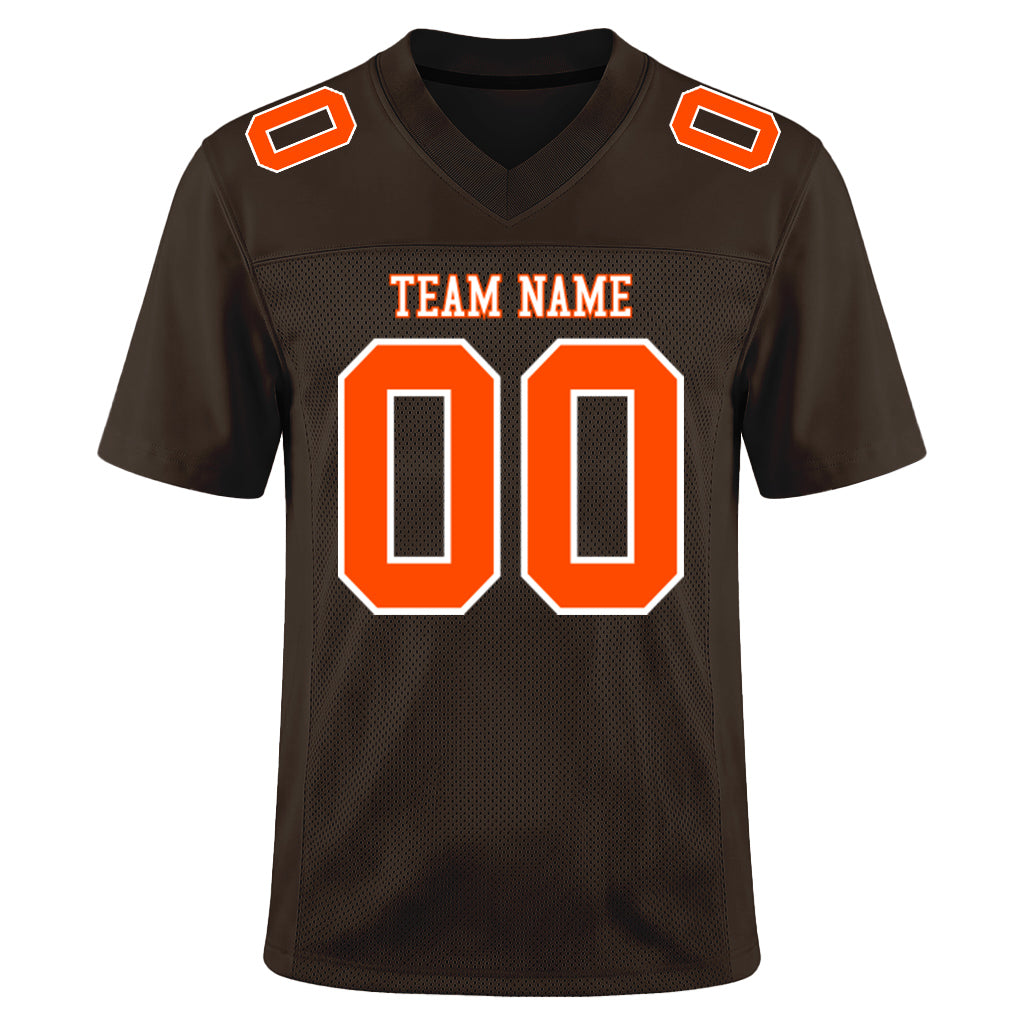 Custom Brown Orange-White Football Jersey