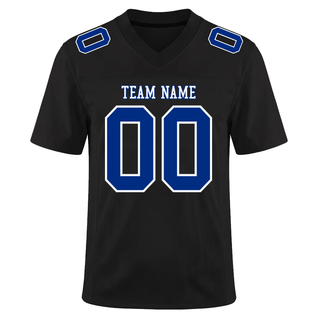 Custom Black Royal-White Mesh Football Jersey