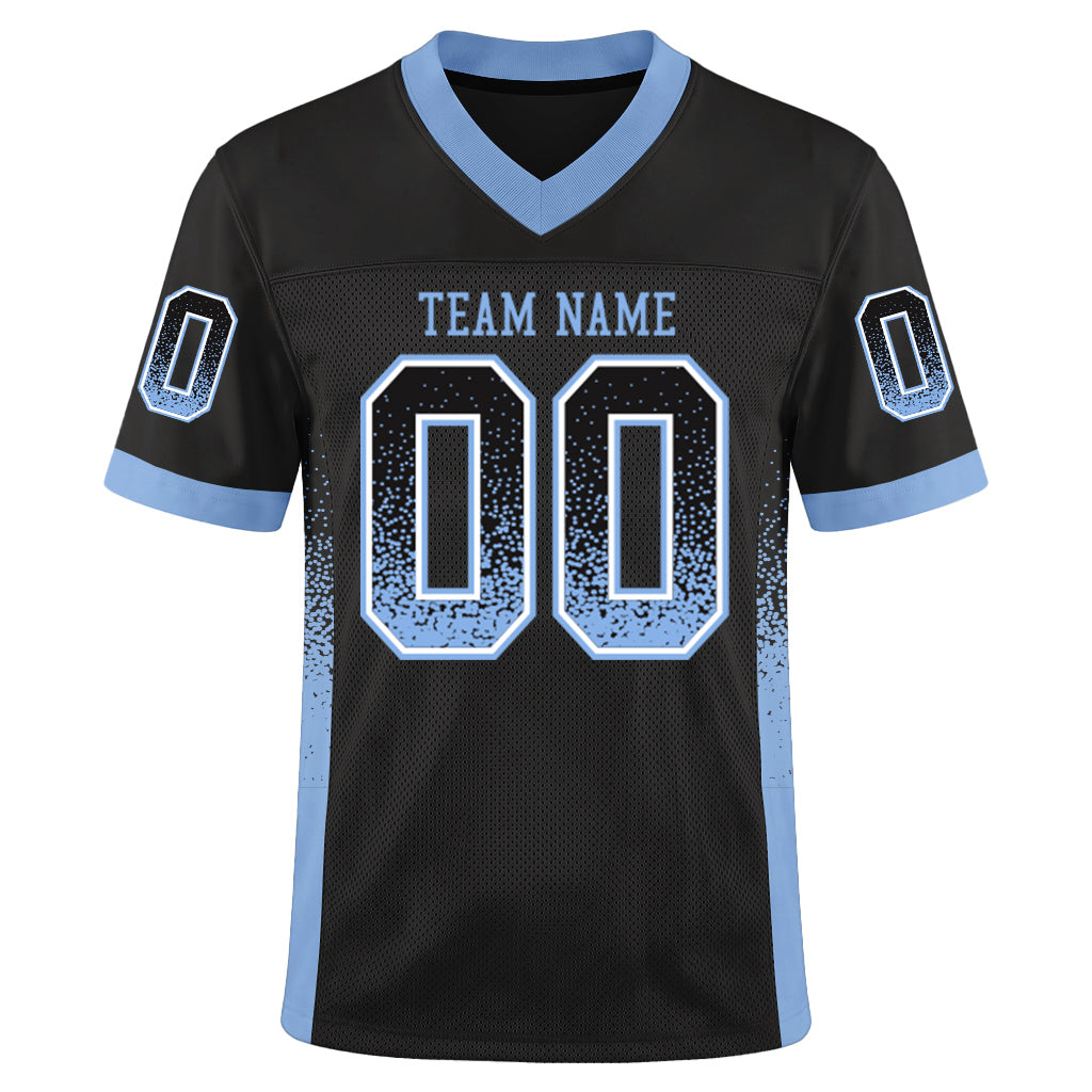 Custom Black Light Blue-White Mesh Drift Fashion Mesh Football Jersey