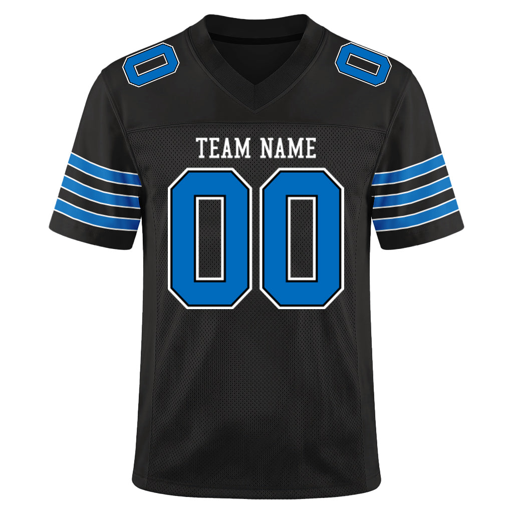 Custom Black Panther Blue-White Custom Name Mesh Football Jersey