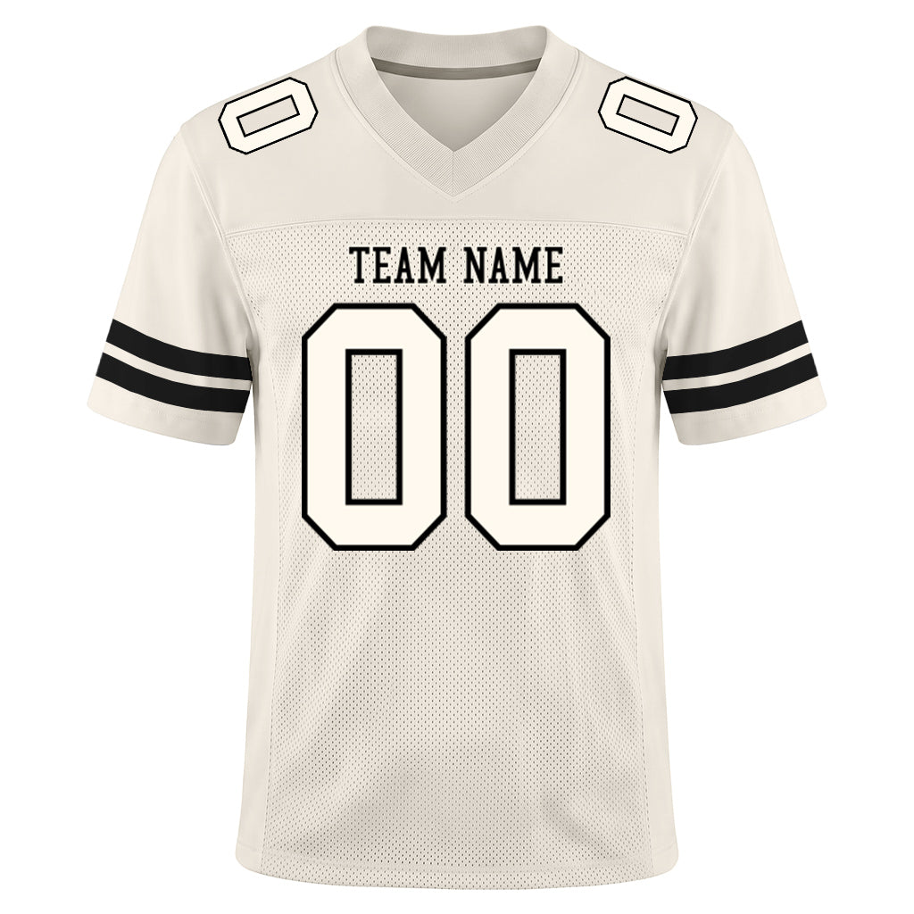 Custom Cream Cream-Black Mesh Football Jersey