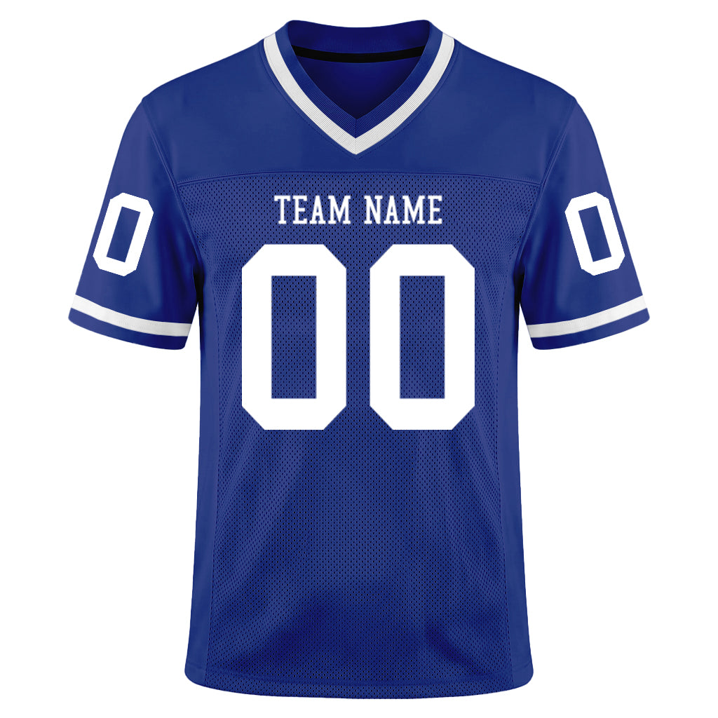 Custom Royal White Mesh Football Jersey