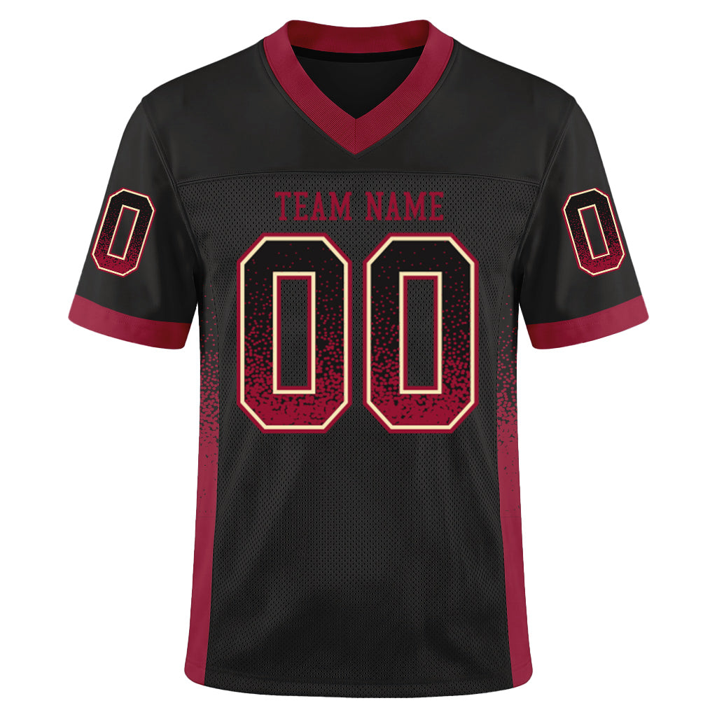 Custom Black Crimson-Cream Mesh Drift Fashion Mesh Football Jersey