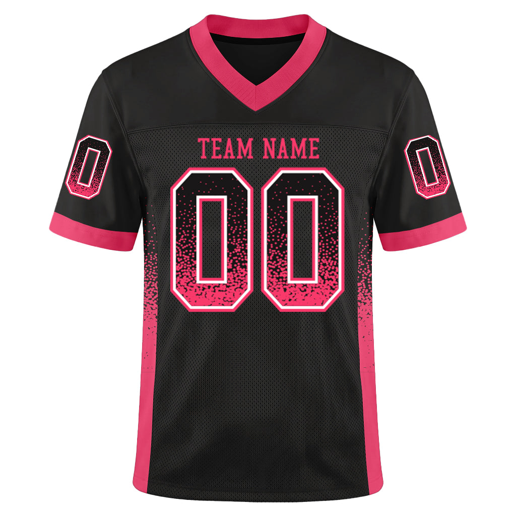 Custom Black Neon Pink-White Mesh Drift Fashion Mesh Football Jersey
